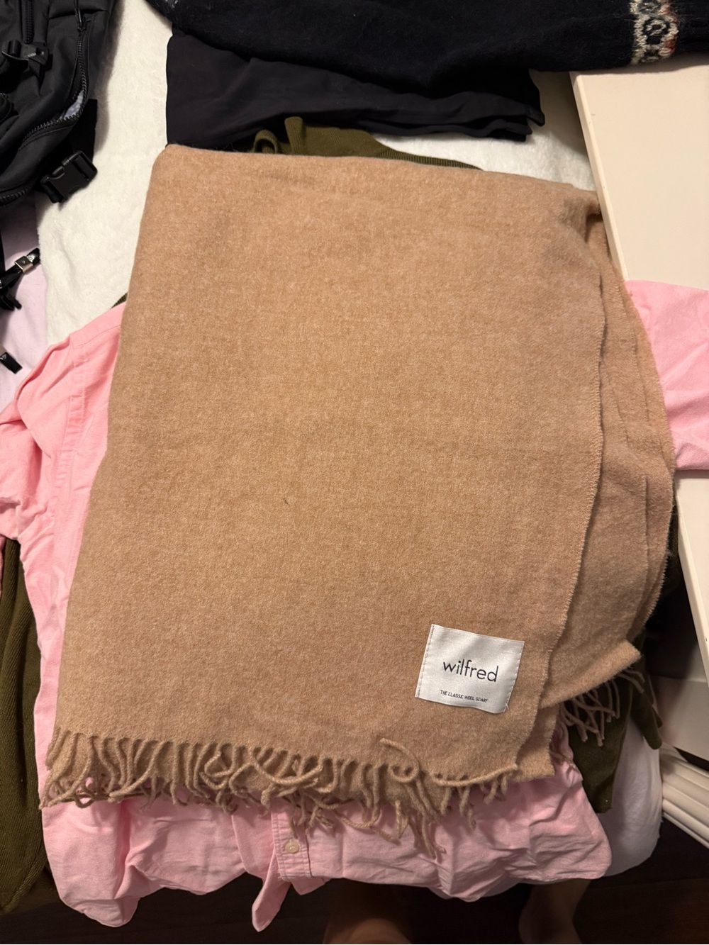 Wilfred Soft Camel Tan Wool Throw with Fringe